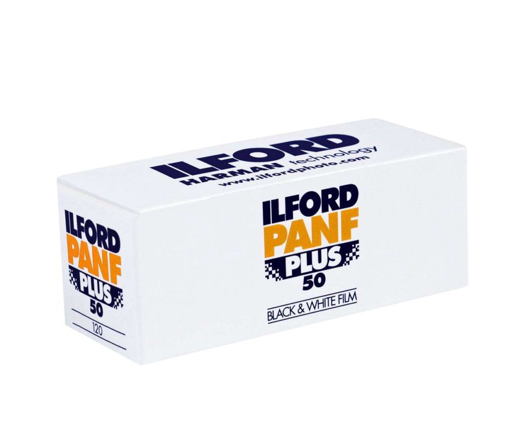Ilford PAN F PLUS 50 Slow speed ISO 50, high contrast, outstanding resolution, super sharp black & white film with exceptionally fine grain. Ideal for studio photography and bright, natural light. Available formats: 35mm and 120
